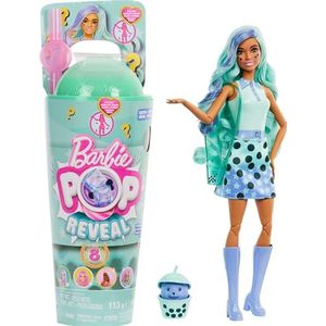 Barbie Pop Reveal Collection Bubble Tea pop en accessoires, modieuze pop met groene thee, met een huisdier en 8 verrassingen, inclusief kleurveranderingen en een glas voor het opbergen van alles,