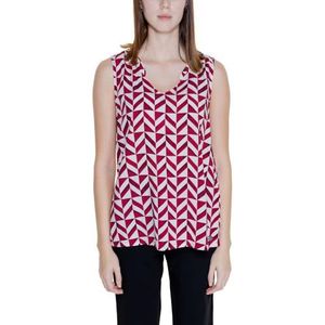 Street One - Geometrische Mouwloze Tanktop - Rood - 100% Viscose