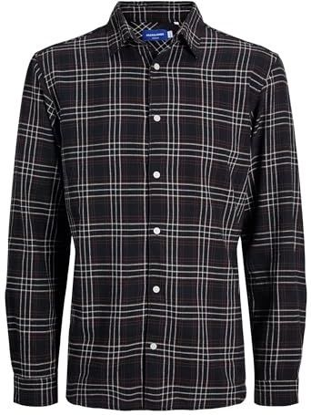 Jorjoshua Ls Ln Flannel Check Shirt, zwart (pirate black), L