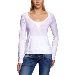 Herrlicher Dames Shanna Jersey Linen shirt met lange mouwen, wit (white 10), XL