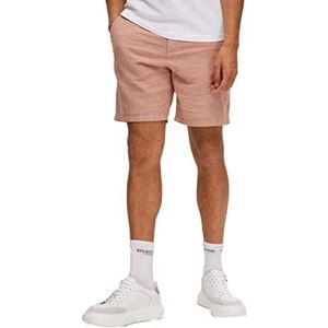 Selected Homme Heren Shorts Linnen, Baked Clay/Detail:Mixed W. Oatmeal, XL