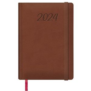 Dohe - Kalender 2024 - Dagpagina - Grootte: 15x21 cm (A5) - 336 pagina's - ingenaaide omslag - Hardcover - Bruin - Model Manaos