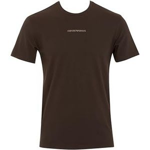 Man's Stretch Piquet T-shirt met ronde hals bruin M getailleerde pasvorm, Bruin, M