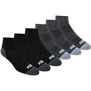 PUMA Sokken voor heren (verpakking van 6), Zwart/Grijs, 10-13 US (US Size) (US Size)
