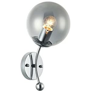 Homemania 80414-03-W01-CR wandlamp, Applique, glas, metaal, goud, 15 x 18 x 28 cm, 1 x E27, max. 40 W