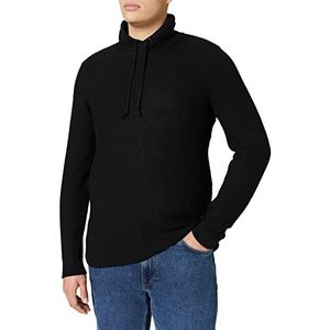 TOM TAILOR Denim Uomini Gestructureerd sweatshirt van duurzaam katoen 1028388, 29999 - Black, XS