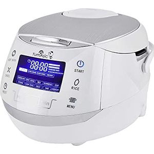 Yum Asia Sakura rijstkoker met keramische kom en Advanced Fuzzy Logic (8 kopjes, 1,5 liter) 6 rijstkokerfuncties, 6 multi-cooker functies, Motouch LED-display, 220-240V EU (White and Silver)