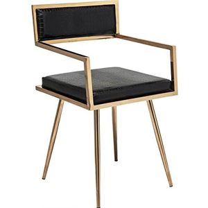Kare Design Armleuningstoel Jazz Rosegold, elegante stoel, kaptafel stoel, zwart, krokodillenleer, (H/B/D) 81x49x44cm