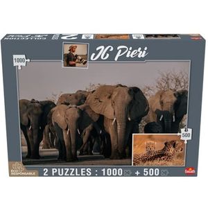 Puzzel met 1000 en 500 stukjes - Elephants (Namibie) en Lionceaux (Tanzanie) - vanaf 7 jaar (Goliath)