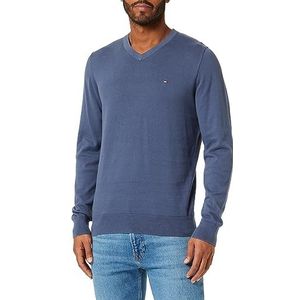 Tommy Hilfiger Pullover met V-hals voor heren, Blauw (vervaagde indigo), XS