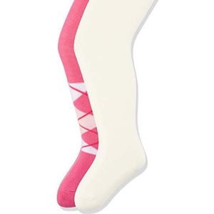 Playshoes Geruit en effen panty voor meisjes, met comfortabele tailleband, verpakking van 2 stuks, beige (origineel 900), 50/56 cm