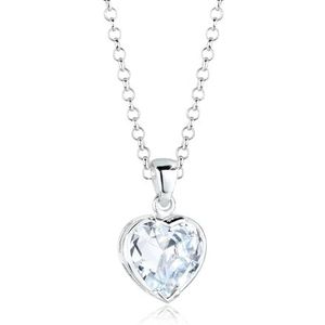 Elli damesketting met hanger hart 925 sterling zilver zirkonia wit hart geslepen 0109410513_45-45 cm lengte