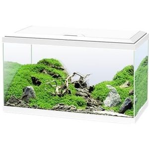 Ciano, Aquarium 60 wit, voor vissen, uitgerust met filter, verbruiksartikelen, led en verwarming, 58 l, versterkte verpakking voor webverzending