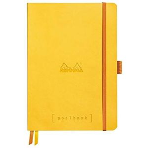Rhodia 117776C notitieboekje Goalbook (DIN A5, 14,8 x 21 cm, geruit, praktisch en trendy, met zacht deksel, 90 g, ivoorkleurig papier, 120 vellen, elastiek, bladwijzer), 1 stuk, geel