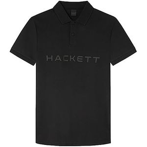 Hackett London Heren poloshirt Essential Polo, zwart, L