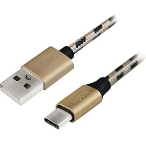 Synchronisatie- en oplaadkabel met nylon vlechtbescherming - USB-A naar USB-C voor smartphones (Samsung, Huawei, Sony, LG, Nokia), tablets, eBooks, enz. Lengte = 1m