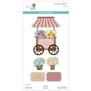 Bloemenkar geëtste matrijzen uit de Simple Vintage Flower Shoppe collectie met eenvoudige verhalen