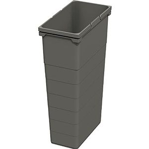 NINKA 5074.90 42514 Afvalcontainer 42 liter met beugelgrepen, vuilnisbak voor afvalverzamelaar, kunststof donkergrijs, zilver