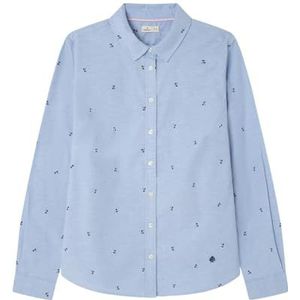 Springfield Nieuw structuurhemd met boomborduurwerk, blauw, maat 34