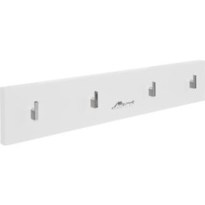 Miami 715703WE Wangarderobe met 4 haken, dwars, hout, wit, 2,2 x 80 x 14 cm