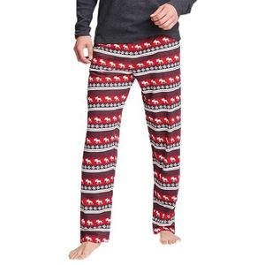 Little Blue House van Hatley Fair Isle Bear & Moose Family Pyjama, Jersey pyjamabroek voor heren - Fair Isle Moose, XL