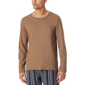 Schiesser Heren slaapshirt lange mouwen ronde hals mix Relax pyjama top, Whisky_182042, 48