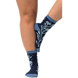 Ulla Popken dames bloemen kousen, blauw, 39-42 EU