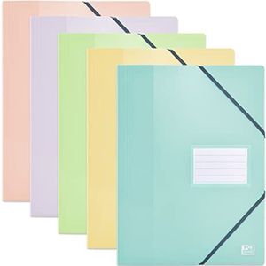 OXFORD Documentenmappen met elastiek, A4, 80 overzichten, 40 hoesjes, omslag van polypropyleen, pastelkleuren, 12 stuks