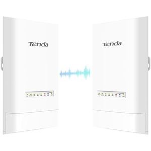 Tenda OS3 Externe WLAN-brug Access Point (867 Mbps / 5 GHz, 12 dBi richtantenne, 4 LAN-poorten 10/100 Mbit/s, bereik 5 km, centraal beheer) (2 stuks)