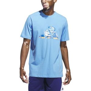 adidas Heren blauw zomer logo grafisch T-shirt