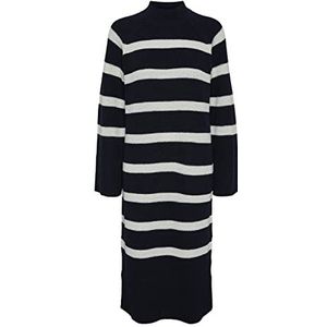 PCBAIA LS OS High Neck Knit Dress BC, Sky Captain/Stripes: cloud danser, XS