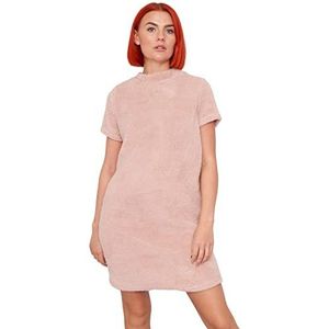 OHS T-shirtjurk met lange mouwen teddyfleece voor dames, super zacht, knuffelig pluche, pluizig, comfortabel, casual, effen pyjama's loungewear, Blush Roze, 40/42 NL