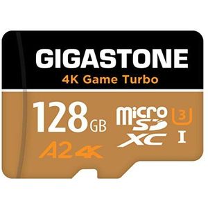 [5 jaar gratis gegevensherstel] Gigastone geheugenkaart 128 GB 4K Game Turbo, professioneel voor GoPro drone DJI Switch, snelheid 100 MB/s. A2 U3 V30 Micro SDXC-kaart met SD-adapter.