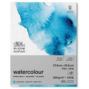 Winsor & Newton 6667003 Classic Watercolor Paper Pad - 12 vellen 25,4 x 35,6 cm, 300 g/m², gelijmd, koudgeperst, licht gestructureerd wit papier in archiveerbare kwaliteit, vergelingsbestendig