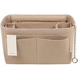 Porse Organizer Insert, Vilt Portemonnee Organizer met Rits en zoom Onderkant Insert, Fit Speedy Neverfull Gracefull, Tote, Handtas, 5 maten (Medium, Beige)