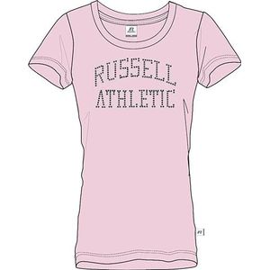 RUSSELL ATHLETIC Dames S/S Crewneck Tee T-shirt, Crandle Pink, S