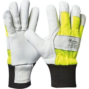 Gebol Worker Pro Thermo Comfort Werkhandschoenen van leer met koude-isolerende voering voor de winter, waterafstotende beschermende handschoenen voor heren, maat L (maat 9), geel, zwart, wit, 1 paar