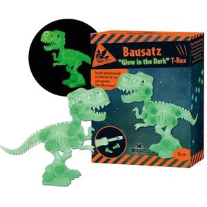 Moses. Dino bouwpakket Glow in -The Dark - lichtgevende dino-bouwset met gereedschap, 21 delen incl. handleiding (mogelijk niet beschikbaar in het Nederlands), T-Rex om te monteren, doe-het-zelf