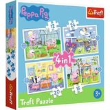 Trefl, Puzzel, Peppa Pig, 12 tot 24 elementen, 4 Sets, Vakantieherinneringen, voor kinderen van 3 jaar en ouder