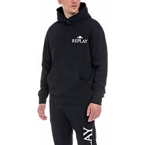 Replay Heren hoodie met capuchon, zwart (black 098), S, Zwart 098, S