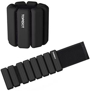 ouhos Verstelbare polsgewichten, set van 2, gewichtsmanchetten voor voet of pols, beweging, wandelen, joggen, yoga, aerobic, pilates, gewicht, fitnessarmband (zwart, 2 x 0,25 kg