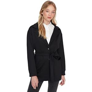 Trendyol Dames reverskraag effen oversized jas, zwart, L, Zwart, L