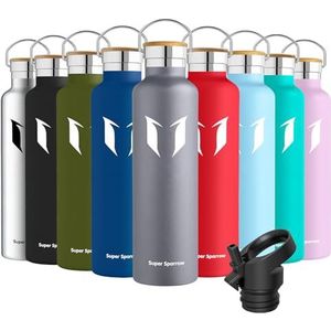 Super Sparrow Drinkfles - 1L - RVS Waterfles met Herbruikbaar Rietje (2 Doppen), Lekvrij en Vacuüm-Geïsoleerd, BPA-vrij – Ideaal voor Sport & Outdoor
