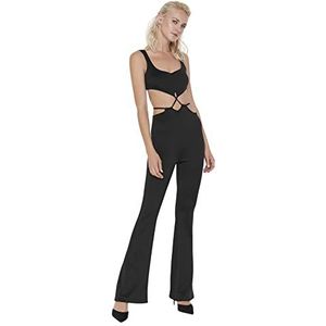 Trendyol Vrouwen Effen Geweven Jumpsuit, Zwart, 66