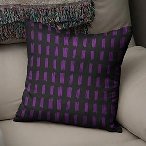 BonaMaison Decoratieve Kussensloop, Paars en zwart Kussenhoezen Bank, Zitkussen, Decoratieve Kussenhoesjes, Kussensloop; Sofa, Slaapkamer, Kantoor, Auto 43x43 Cm - Ontworpen en Vervaardigd in Turkije