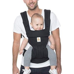 Ergobaby 360 Draagzak - Ergonomische Draagzak met Verstelbare Posities, Gewatteerde Heupriem en Opklapbare Babykap - Pikzwart NIEUW