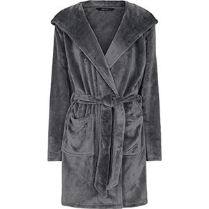 DECOY Dames Short Robe w/Hood, grijs, XS