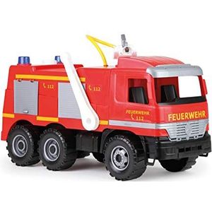 Lena 02058 - Starke Riesen Mercedes Benz Actros brandweerwagen, Giga Trucks brandweerauto ca. 65 cm, blusvoertuig met 3 assen, 1,5 l tank en waterkanonnen tot 8 meter, voor kinderen vanaf 3 jaar, rood