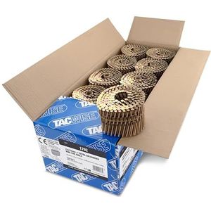Tacwise 1762 Extra verzinkte platte top spiraalnagels, type 2,8 x 75 mm, diamantpunt, ringschacht, 16° hellend, draad gebundeld, 4000 stuks