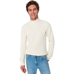 Trendyol Man oversized basic coltrui gebreide trui, ecru, M, Ecru, M